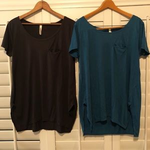 RVCA x2 Scoop Neck Pocket Tunic Tshirts Grey Teal